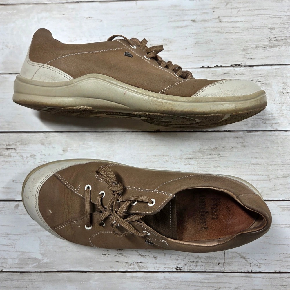 Finn Comfort Walking Shoes Women 41 Brown Leather Lace Up Germany